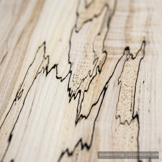 Spalted maple with dramatic black zone lines from fungal growth
